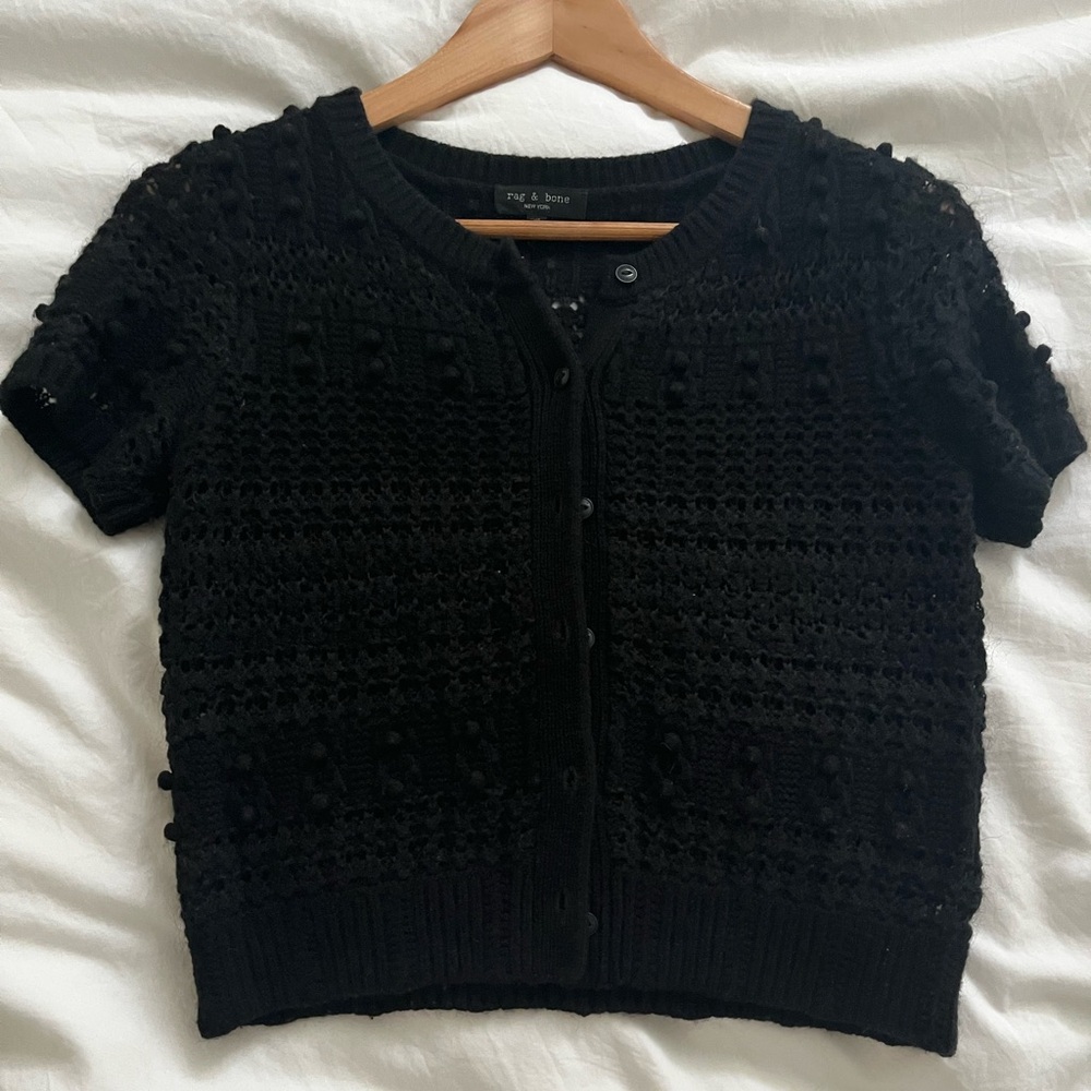 Rag & Bone Black Cardigan Sweater with Textured Knit